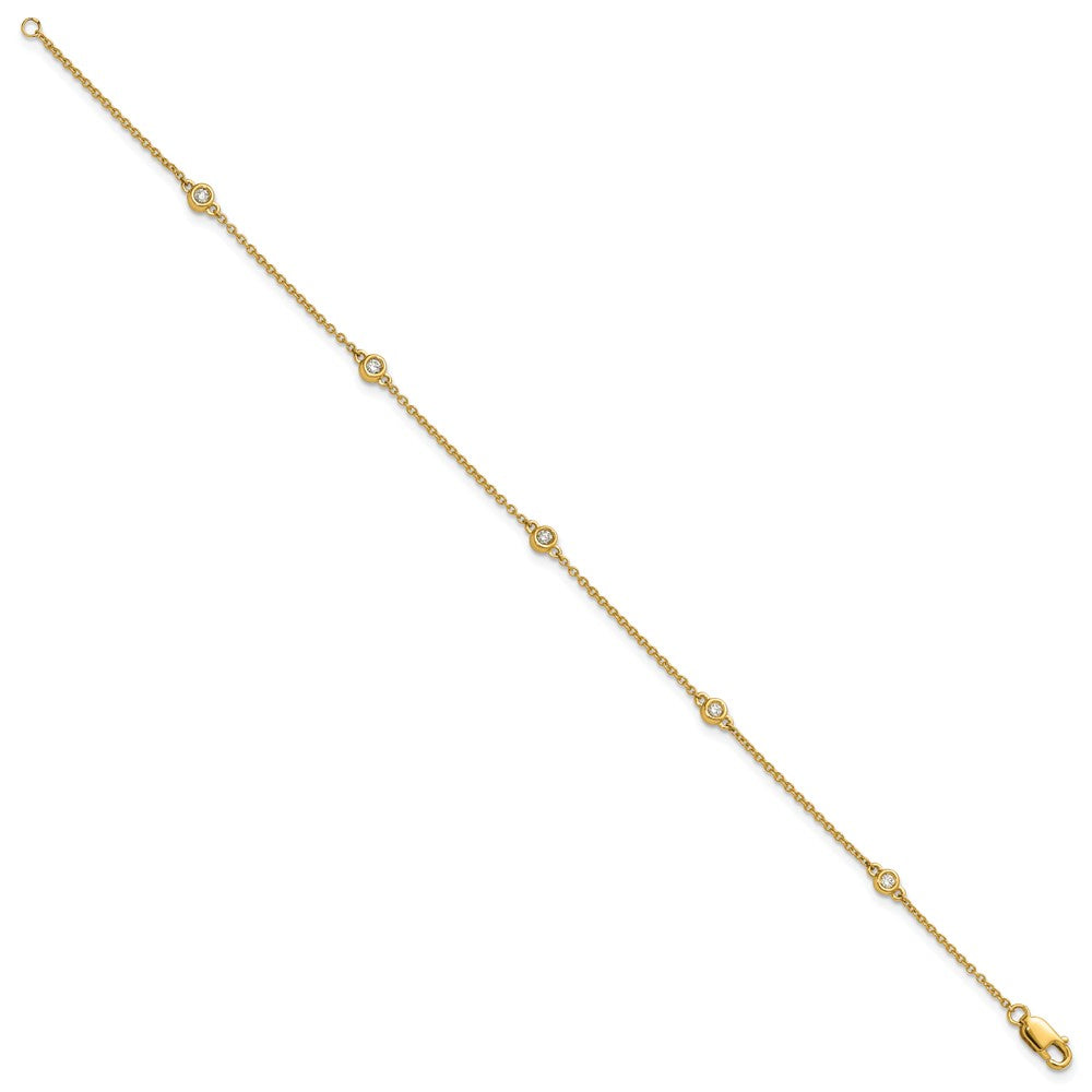 High-Quality 14K Gold Diamond Station Cable Bracelet - Stylish & Affordable!