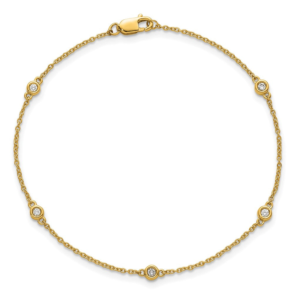 High-Quality 14K Gold Diamond Station Cable Bracelet - Stylish & Affordable!