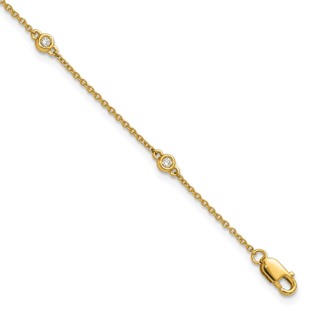 High-Quality 14K Gold Diamond Station Cable Bracelet - Stylish & Affordable!
