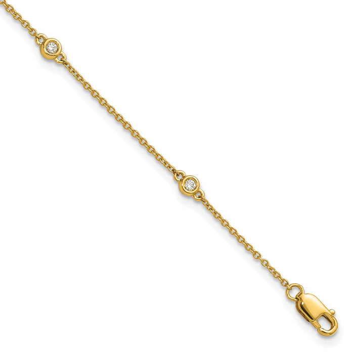 High-Quality 14K Gold Diamond Station Cable Bracelet - Stylish & Affordable!-1