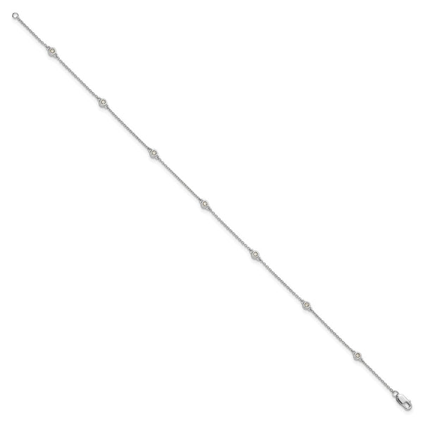 14K White Gold Diamond-Accented Cable Anklet - Style GR1-1007587