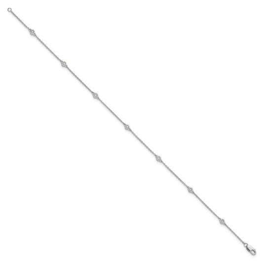 Buy 14K White Gold Diamond-Accented Cable Anklet - Stylish & Affordable Design