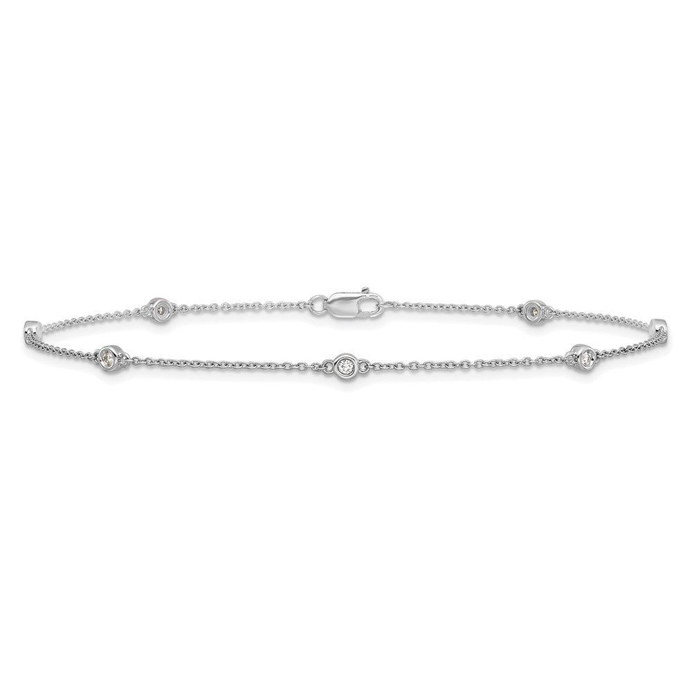 Buy 14K White Gold Diamond-Accented Cable Anklet - Stylish & Affordable Design