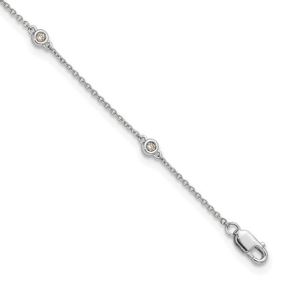 14K White Gold Diamond-Accented Cable Anklet - Style GR1-1007587