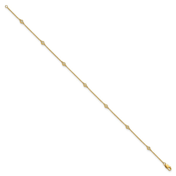 14K Gold Diamond Station Cable Anklet - Style GR1-1007588