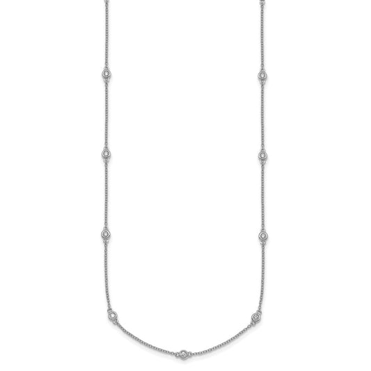 Exclusive 14K White Gold Diamond Station Cable Chain Necklace - Stylish Value