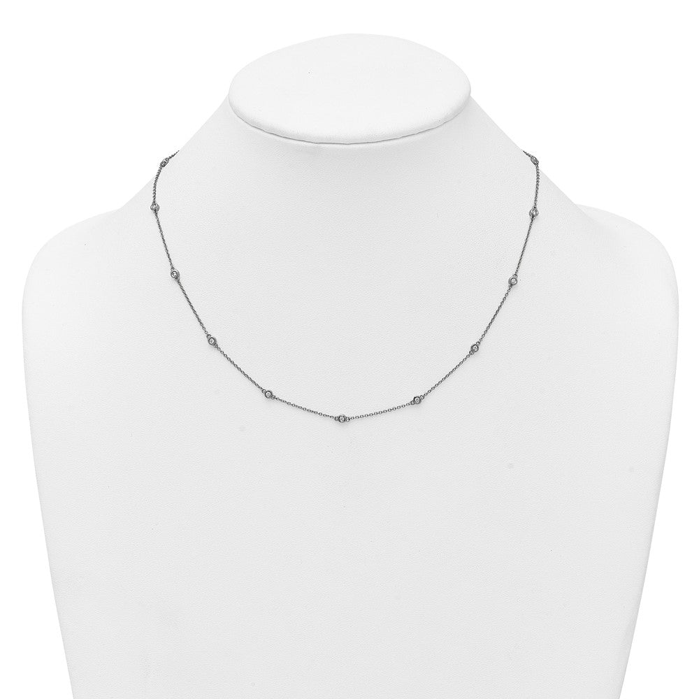 Shop 14K White Gold Diamond Station Cable Chain Necklace - Stylish & Affordable!