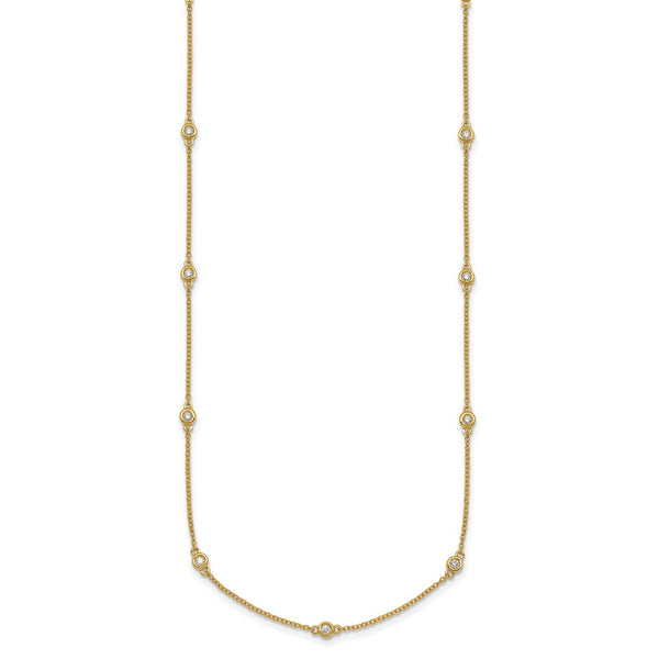 14K Gold Diamond Station Cable Necklace - Style GR1-1017724