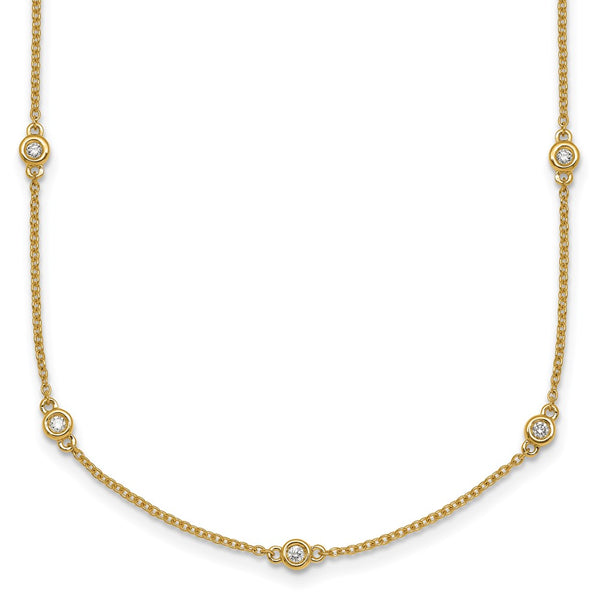 14K Gold Diamond Station Cable Necklace - Style GR1-1017724
