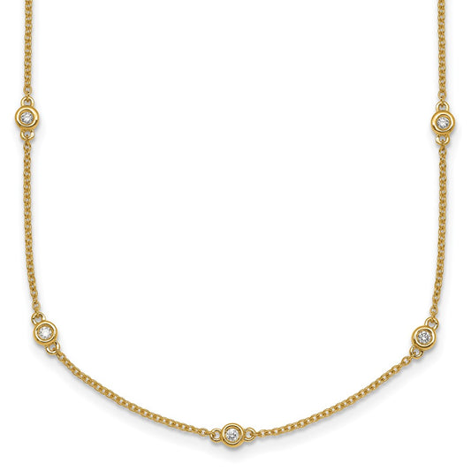 High-Quality 14K Gold Diamond Station Cable Necklace - Stylish Luxury Value