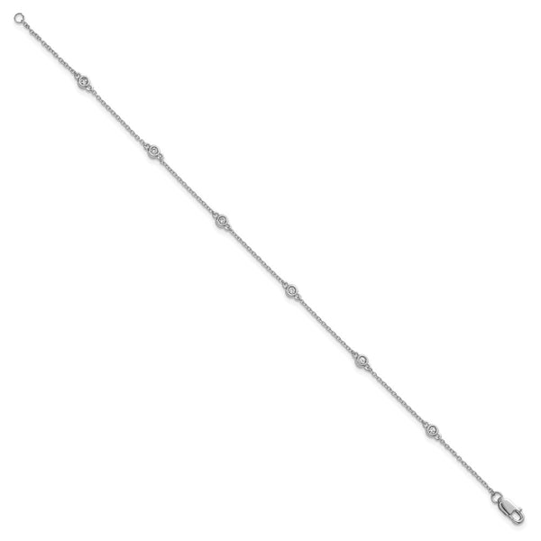 14K White Gold Diamond Station Cable Bracelet - Style GR1-1007592
