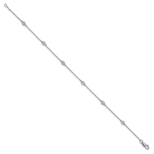 Exclusive 14K White Gold Diamond Station Cable Bracelet - Stylish Luxury Value