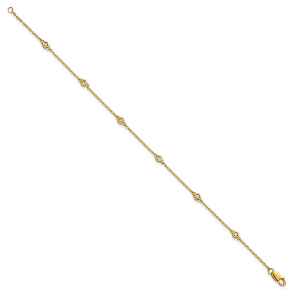 14K Gold Diamond Station Cable Bracelet - Style GR1-1017728