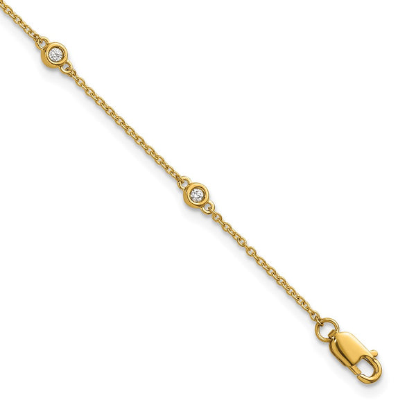 14K Gold Diamond Station Cable Bracelet - Style GR1-1017728