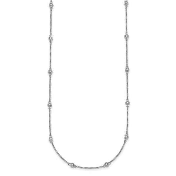 14K White Gold Diamond Station Cable Chain Necklace - 18" Length - Style GR1-1017748