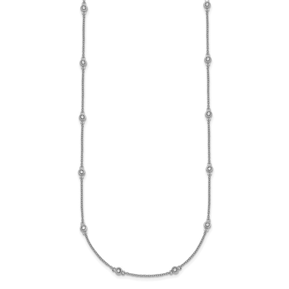 Shop 14K White Gold Diamond Station Cable Chain Necklace - Stylish Luxury Value