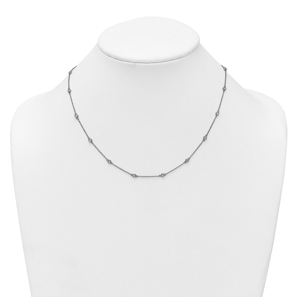 Shop 14K White Gold Diamond Station Cable Chain Necklace - Stylish Luxury Value