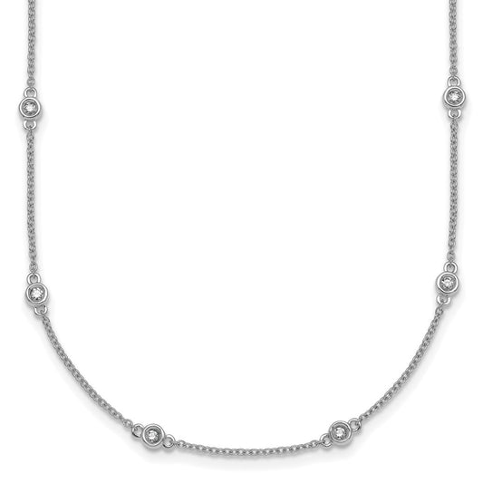 High-Quality 14K White Gold Diamond Station Necklace | Stylish 18" Chain