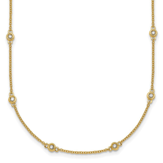 Buy Stylish 14K Gold Diamond Station Cable Necklace - 18" Long, 3.5g