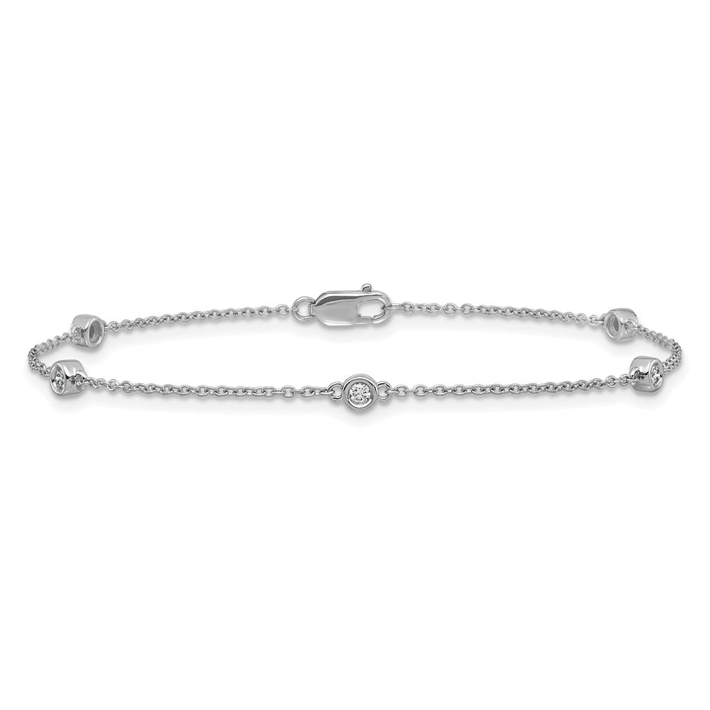 Buy Exclusive 14K White Gold Diamond Station Cable Bracelet - Stylish Value!