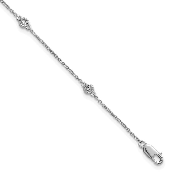 14K White Gold Diamond Station Cable Bracelet - Style GR1-1017754