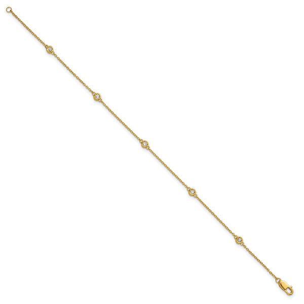 14K Gold Diamond Station Cable Bracelet - Style GR1-1017757