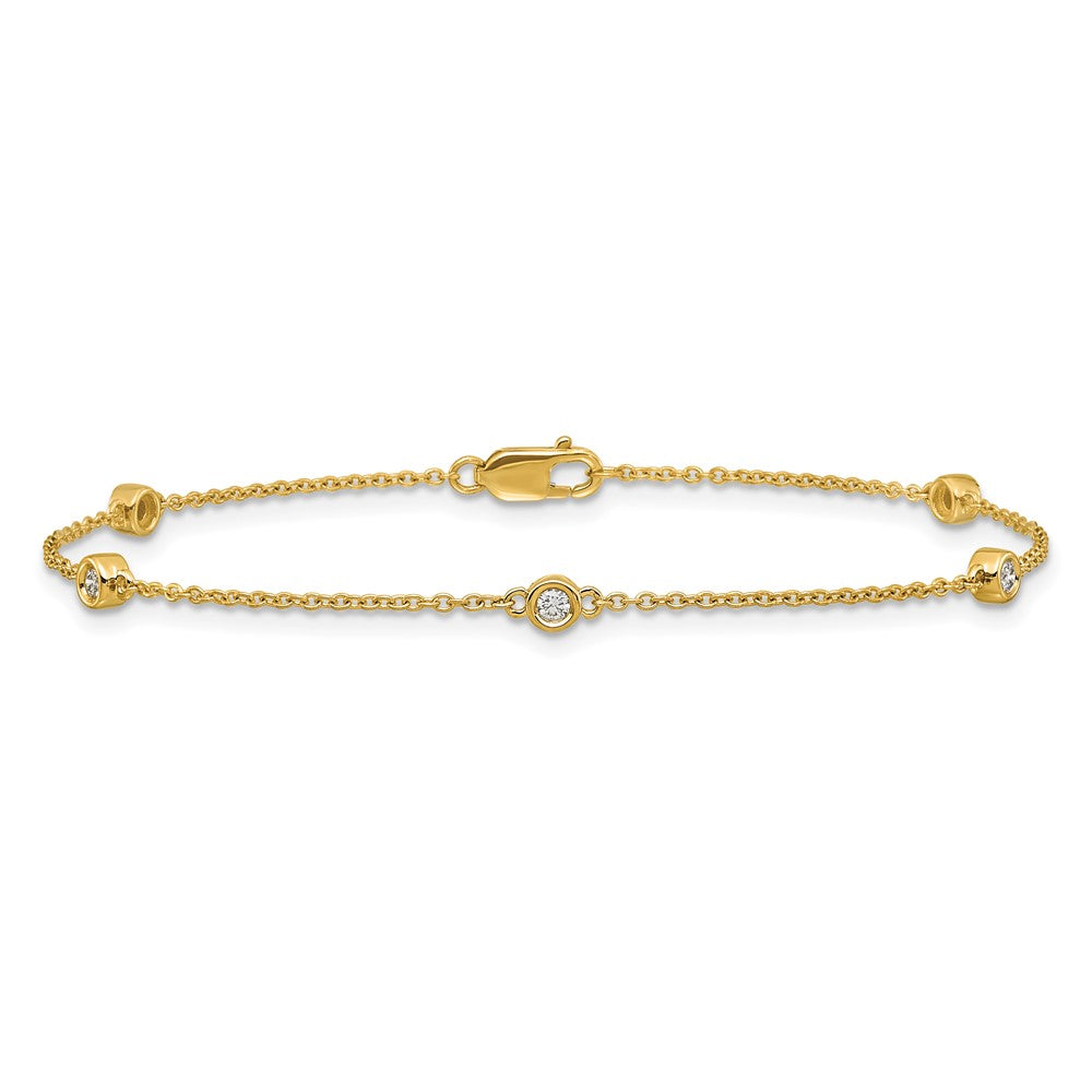 Exclusive 14K Gold Diamond Station Cable Bracelet - Stylish & Affordable Luxury