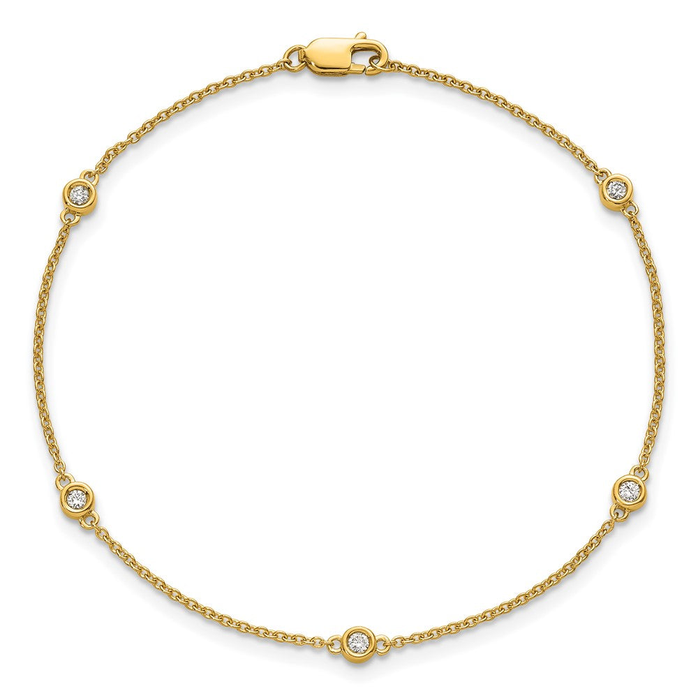 Exclusive 14K Gold Diamond Station Cable Bracelet - Stylish & Affordable Luxury