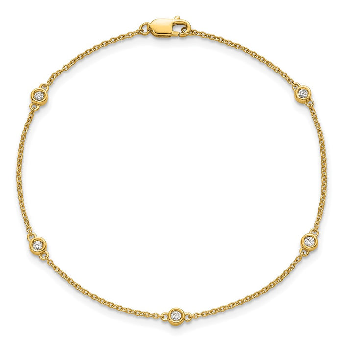 Exclusive 14K Gold Diamond Station Cable Bracelet - Stylish & Affordable Luxury-4