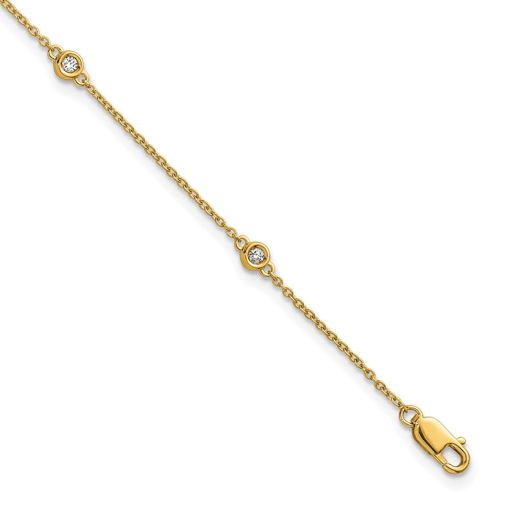 Exclusive 14K Gold Diamond Station Cable Bracelet - Stylish & Affordable Luxury