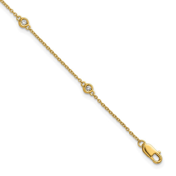 14K Gold Diamond Station Cable Bracelet - Style GR1-1017757