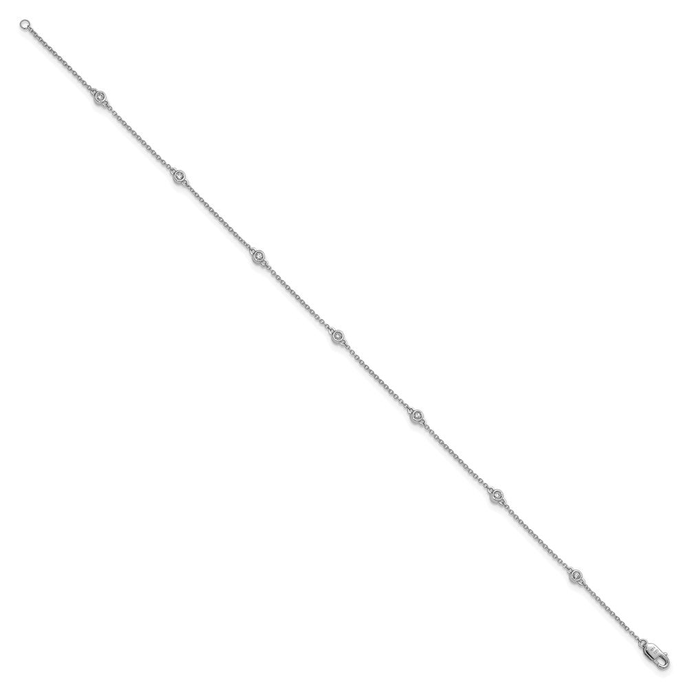 Shop Stylish 14K White Gold Diamond-Accented Cable Anklet - 7" Length