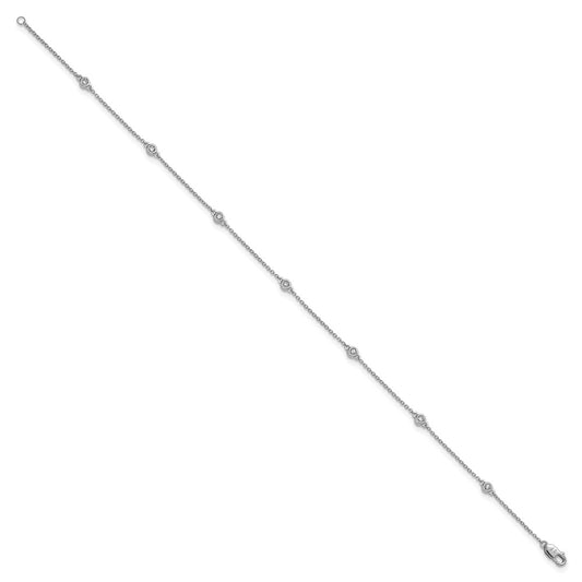 Shop Stylish 14K White Gold Diamond-Accented Cable Anklet - 7" Length