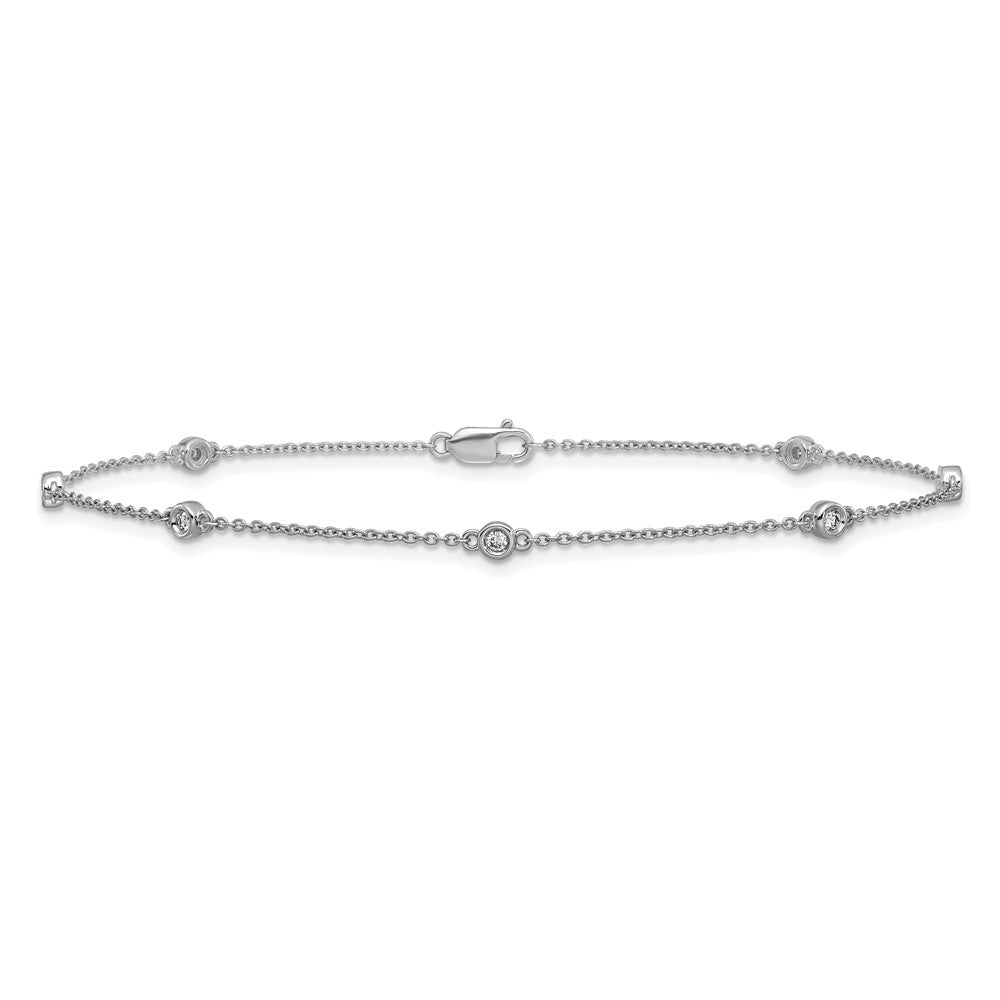 Shop Stylish 14K White Gold Diamond-Accented Cable Anklet - 7" Length