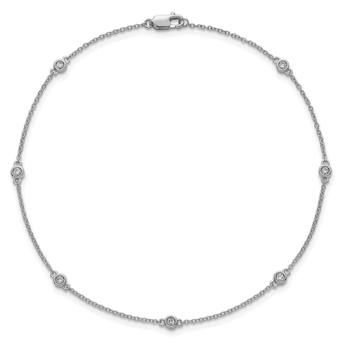 Shop Stylish 14K White Gold Diamond-Accented Cable Anklet - 7" Length-4