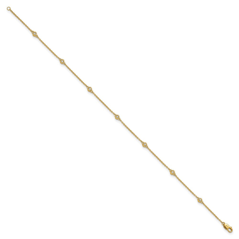 High-Quality 14K Gold Diamond Station Cable Anklet - Stylish & Affordable!