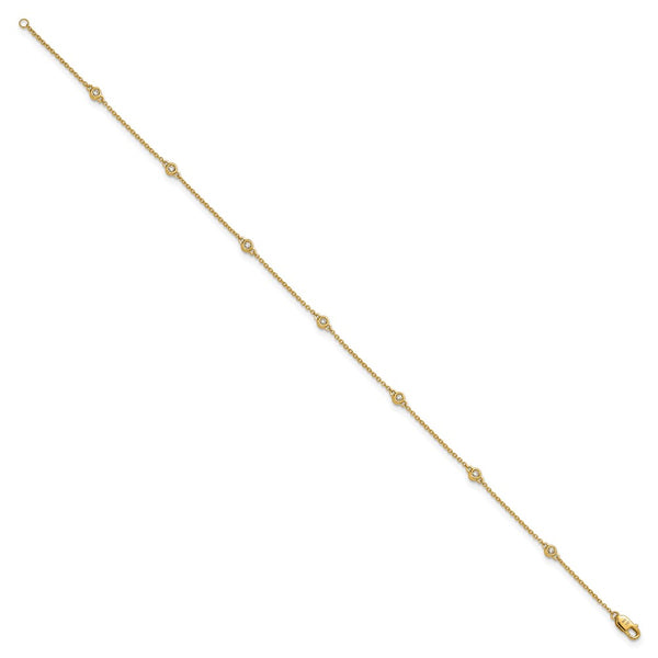 14K Gold Diamond Station Cable Anklet - Style GR1-1017765