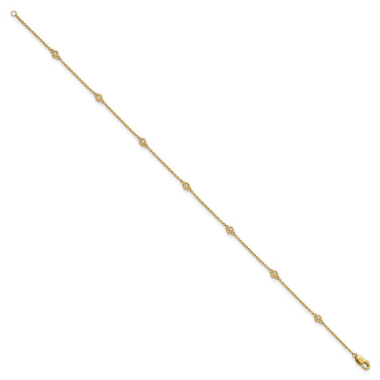 High-Quality 14K Gold Diamond Station Cable Anklet - Stylish & Affordable!