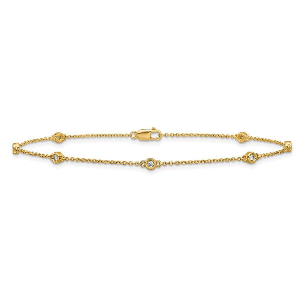 High-Quality 14K Gold Diamond Station Cable Anklet - Stylish & Affordable!