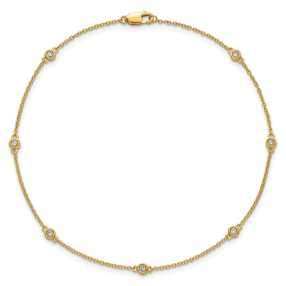 High-Quality 14K Gold Diamond Station Cable Anklet - Stylish & Affordable!