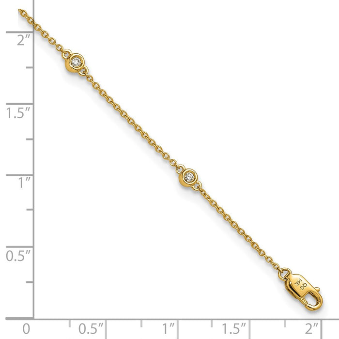 High-Quality 14K Gold Diamond Station Cable Anklet - Stylish & Affordable!-6