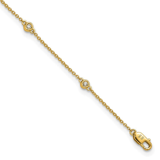 High-Quality 14K Gold Diamond Station Cable Anklet - Stylish & Affordable!