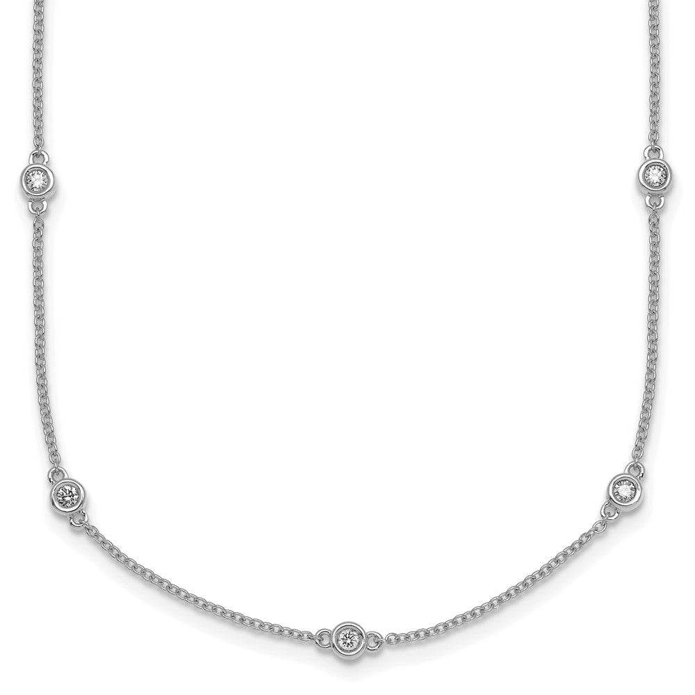 Buy Exclusive 14K White Gold Diamond Station Necklace - Stylish 18" Chain