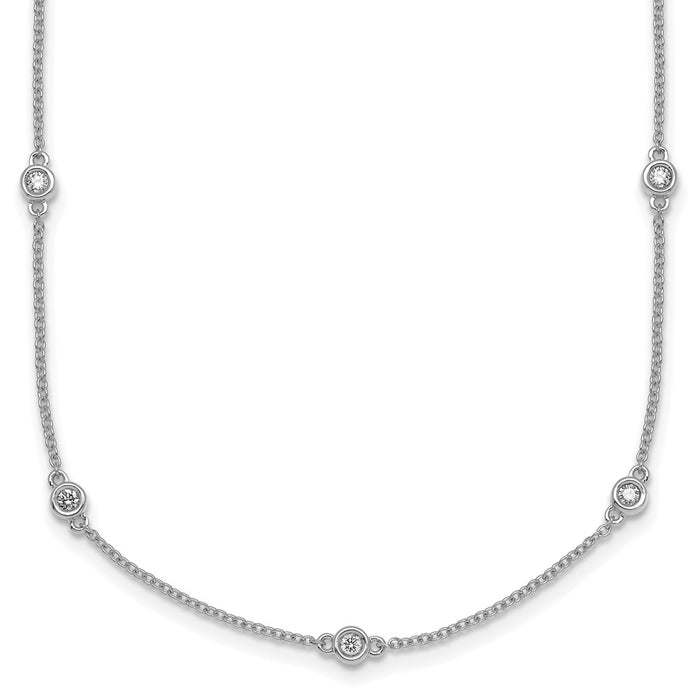 Shop Stylish 14K White Gold Diamond Station Cable Chain Necklace, 18-inch-1