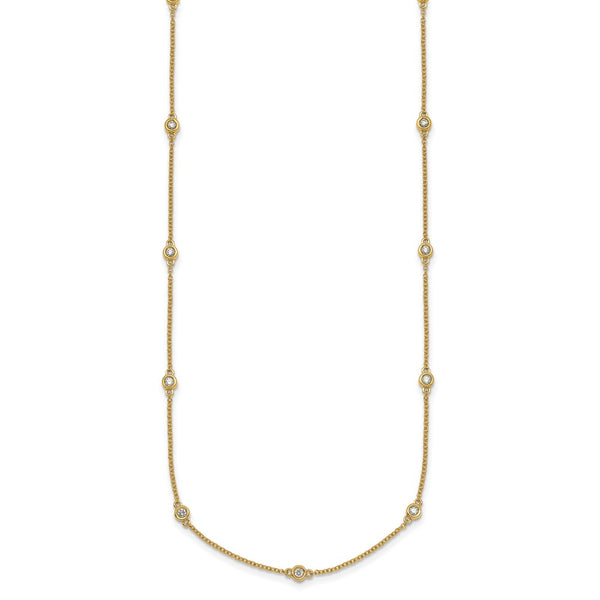 14K Gold Diamond Station Cable Necklace - Style GR1-1017781