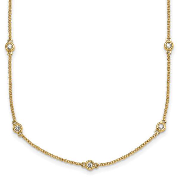 14K Gold Diamond Station Cable Necklace - Style GR1-1017774