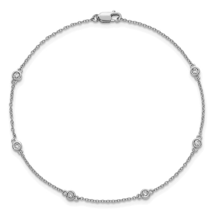 High-Quality 14K White Gold Diamond Station Cable Bracelet - Stylish Value!-4