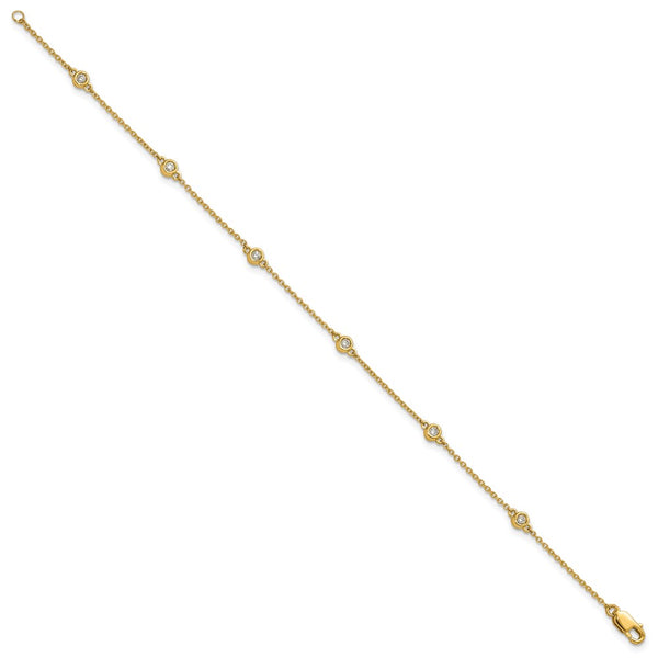 14K Gold Diamond Station Cable Bracelet - Style GR1-1017375