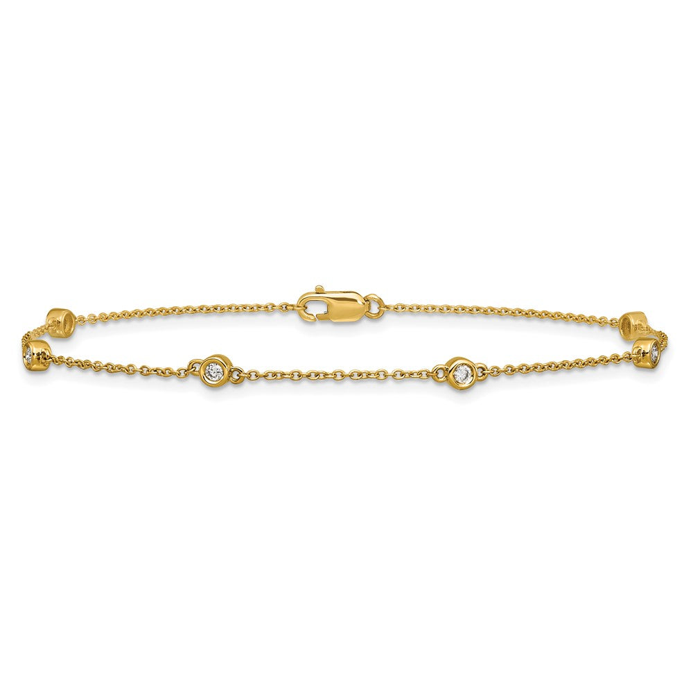 Buy Exclusive 14K Gold Diamond Station Cable Bracelet - Stylish & Affordable!