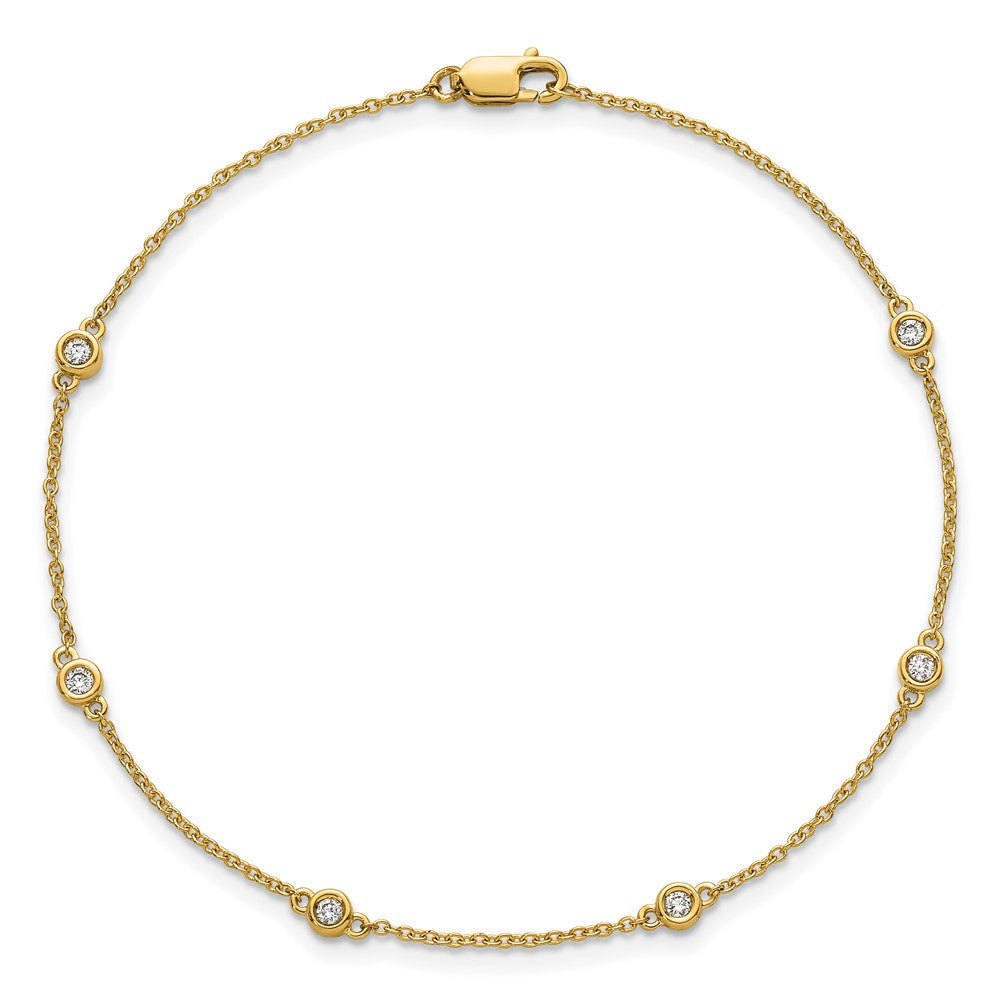 Buy Exclusive 14K Gold Diamond Station Cable Bracelet - Stylish & Affordable!